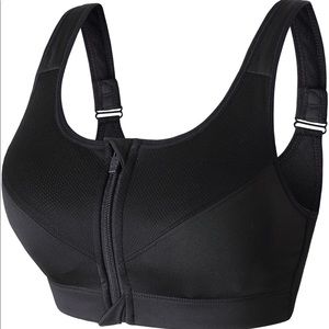 newlashua Women's High Support Push Up Zip Front Close Padded Sports Bra